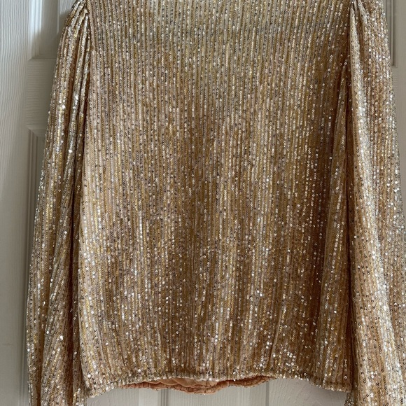 Boston Proper Gold Sequin Blouse - Picture 4 of 6